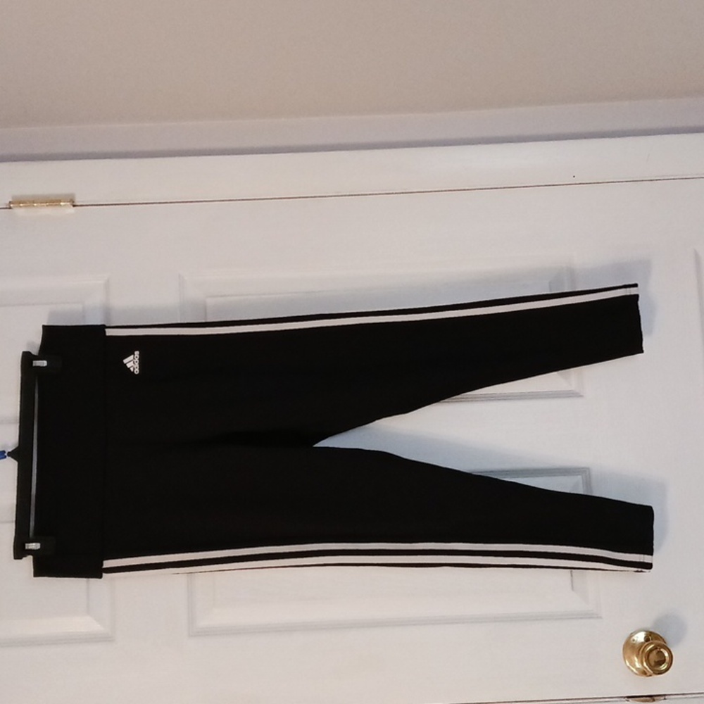 Adidas Black and White Leggings with Sporty Stripes